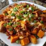 Sweet Potato Skillet with BBQ Chicken & Cheese – Sweet, Smoky & Comfort Food Perfection!