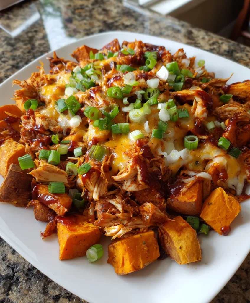Sweet Potato Skillet with BBQ Chicken & Cheese – Sweet, Smoky & Comfort Food Perfection!