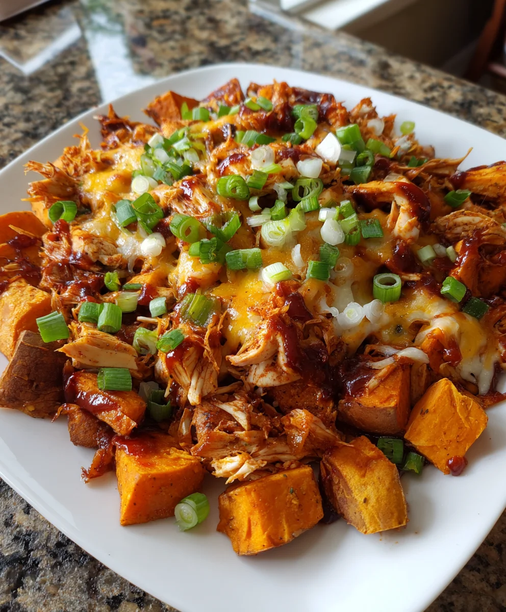 Sweet Potato Skillet with BBQ Chicken & Cheese – Sweet, Smoky & Comfort Food Perfection!