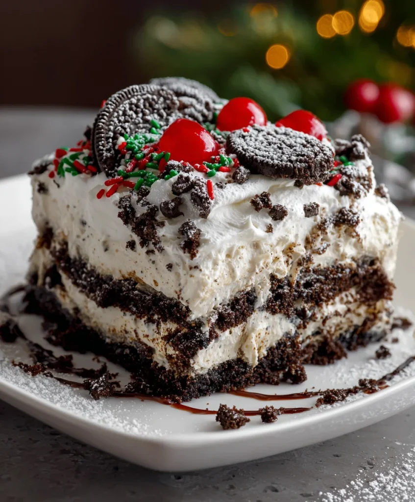 No-Bake Christmas Oreo Lasagna – Creamy, Festive & Irresistibly Sweet!