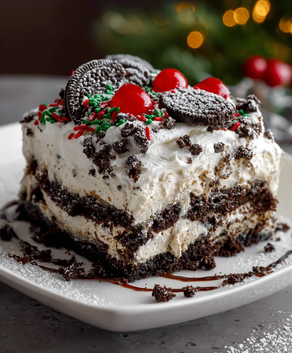No-Bake Christmas Oreo Lasagna – Creamy, Festive & Irresistibly Sweet!