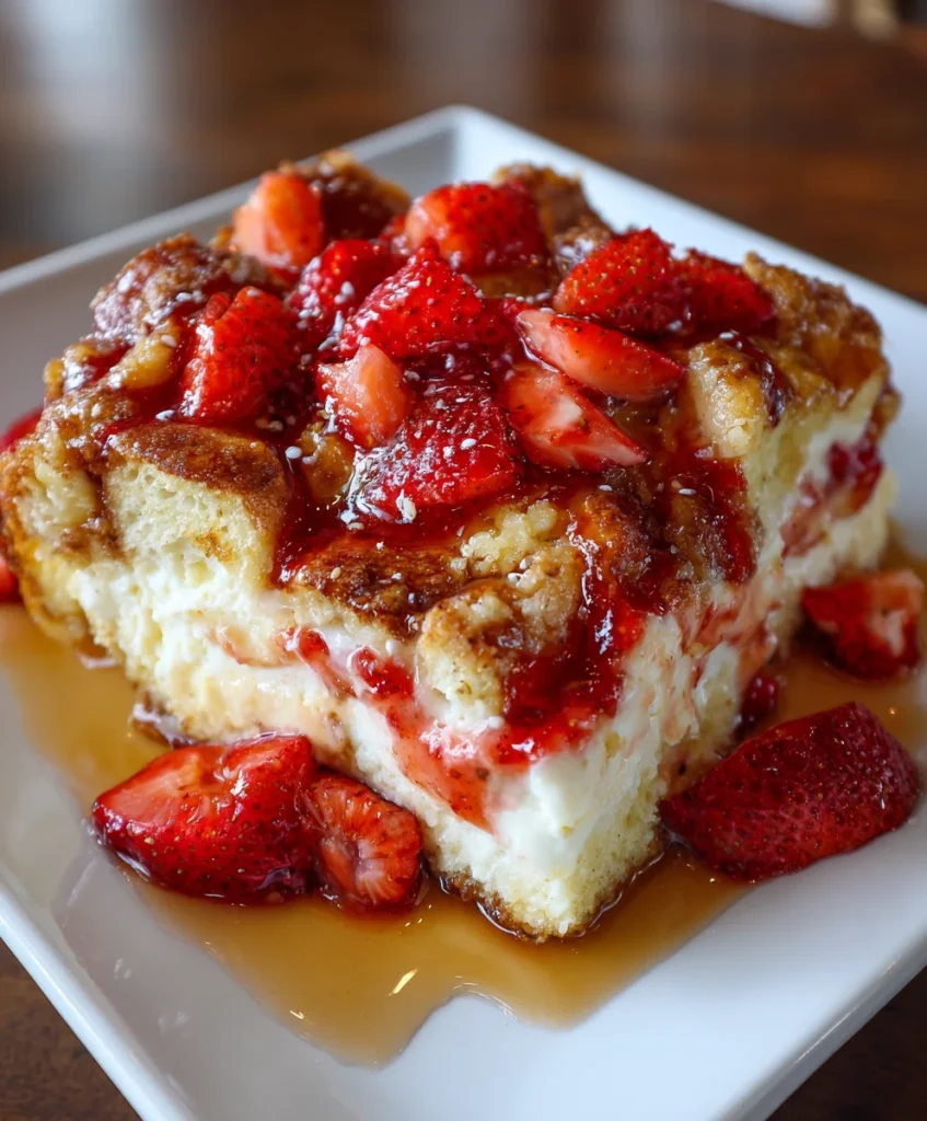 Mouthwatering Strawberry Cheesecake French Toast Bake – Sweet, Creamy & Perfectly Indulgent!