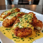 Pretzel-Crusted Chicken with Creamy Mustard Cheddar Sauce – Crunchy, Cheesy & Packed with Flavor!