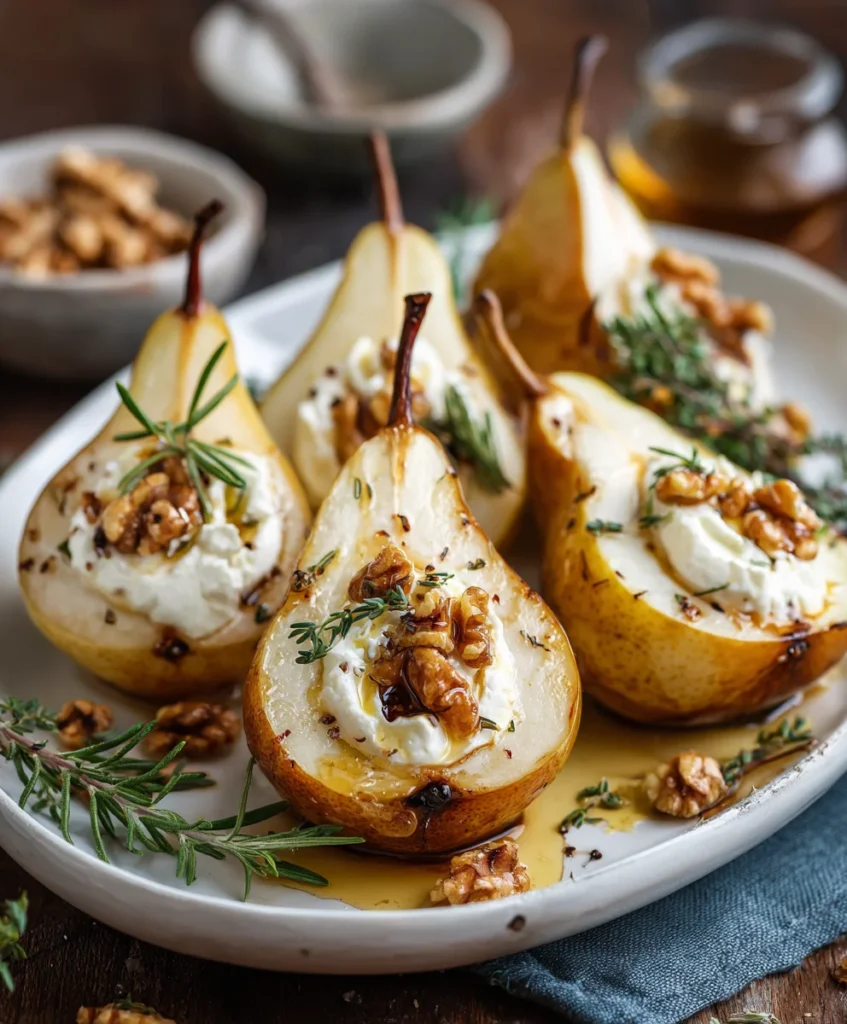 Roasted Pears with Goat Cheese & Maple Walnut Drizzle – Sweet, Savory & Elegantly Delicious!