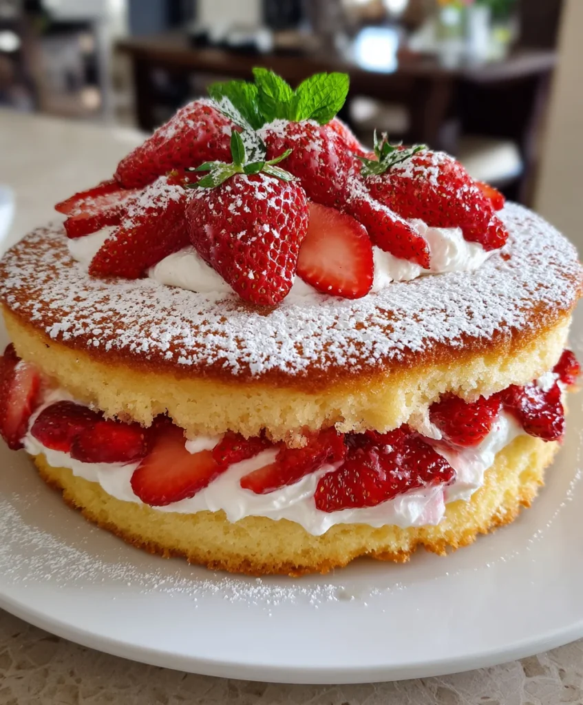 Strawberry Cream Cake – Light, Fluffy & Bursting with Fresh Berry Flavor!
