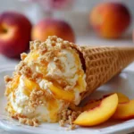 Creamy Peach Crumble Cheesecake Cones – Sweet, Creamy & Perfectly Crunchy!