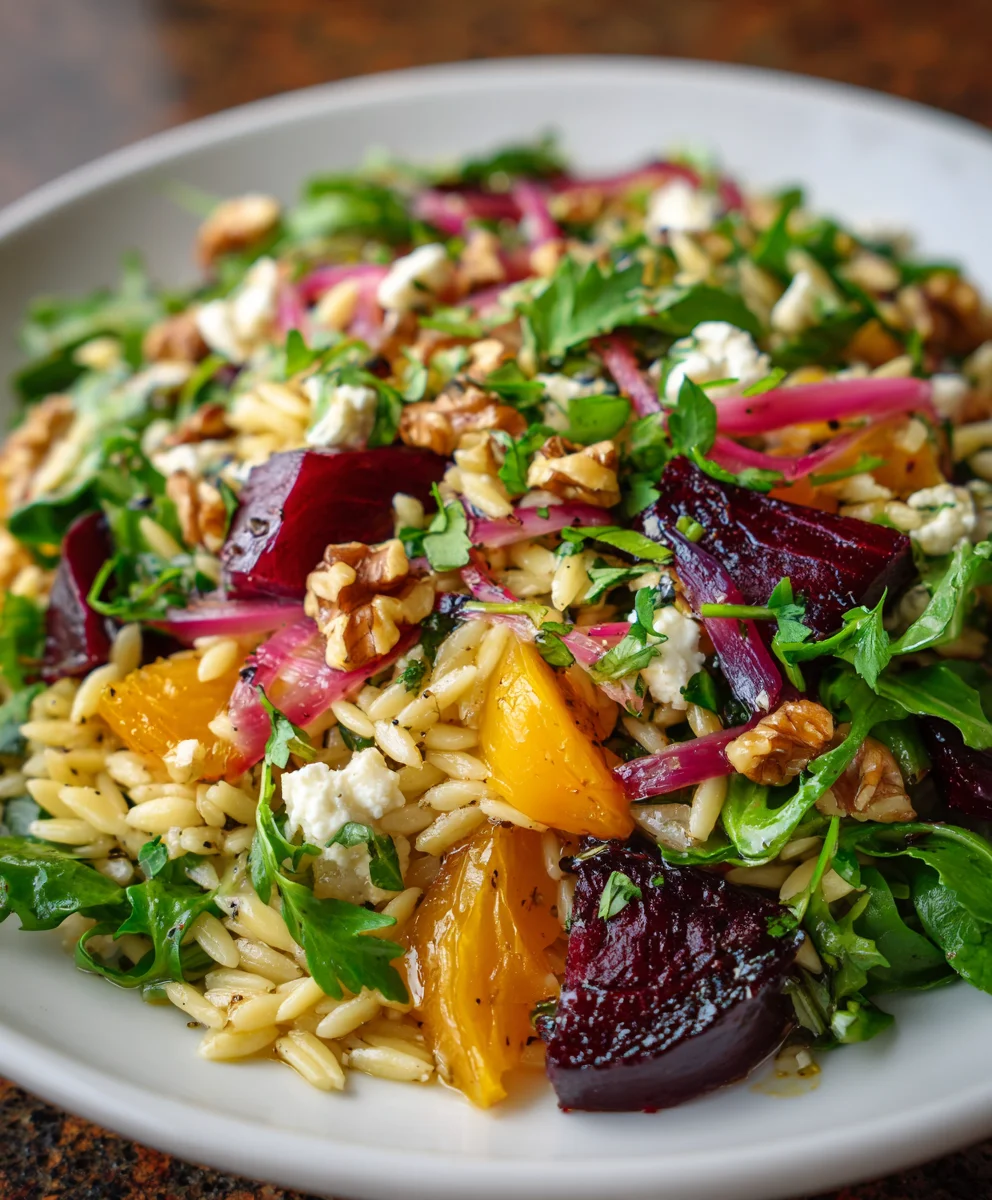 Warm Orzo Salad with Beets & Greens – Earthy, Fresh & Beautifully Balanced!