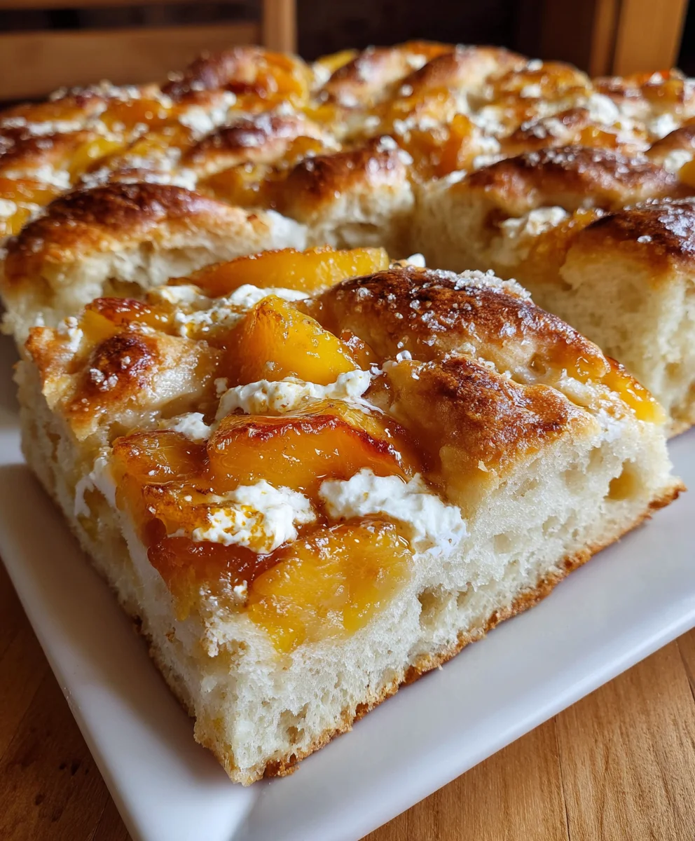 Peaches and Cream Sourdough Focaccia – Soft, Sweet & Bursting with Summer Flavor!