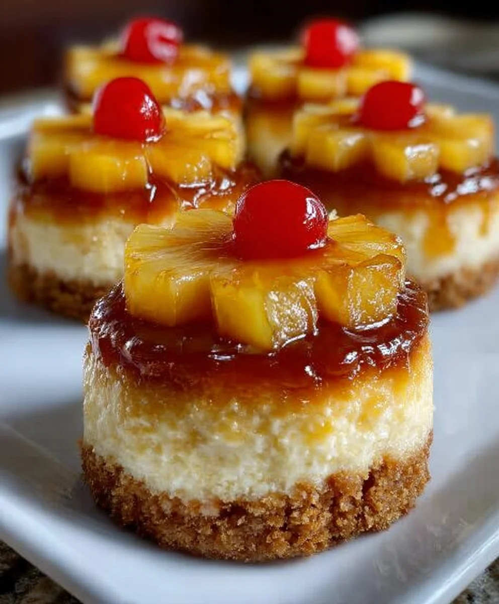 Mini Pineapple Upside Down Cheesecakes – Sweet, Creamy & Bursting with Tropical Flavor!