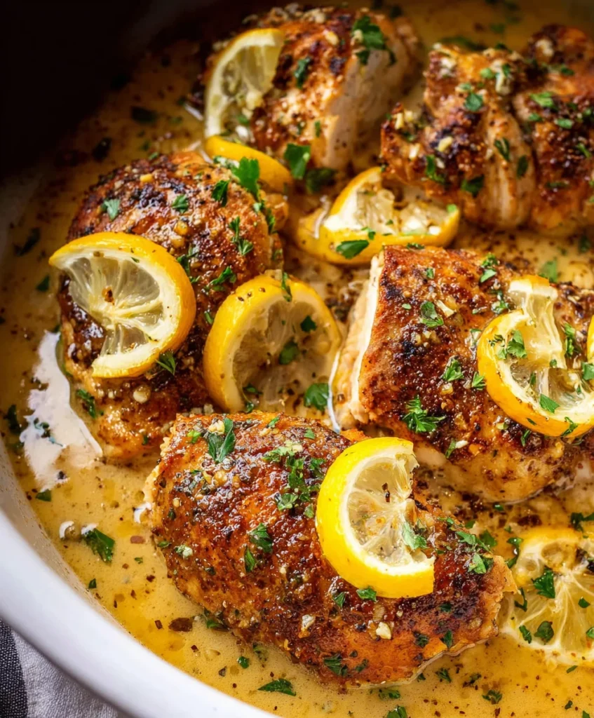 Crock Pot Lemon Garlic Chicken – Juicy, Zesty & Packed with Savory Flavor!