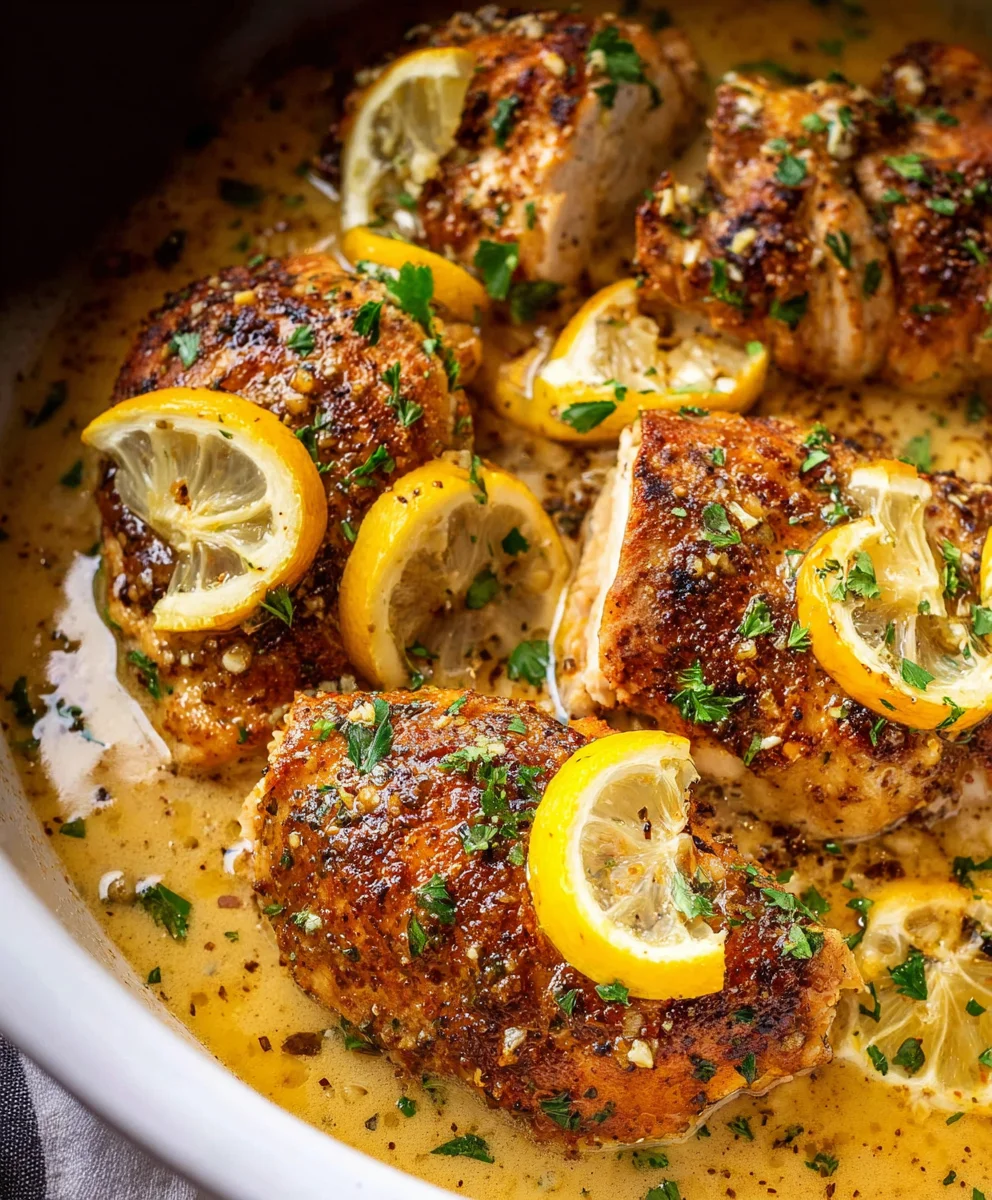 Crock Pot Lemon Garlic Chicken – Juicy, Zesty & Packed with Savory Flavor!