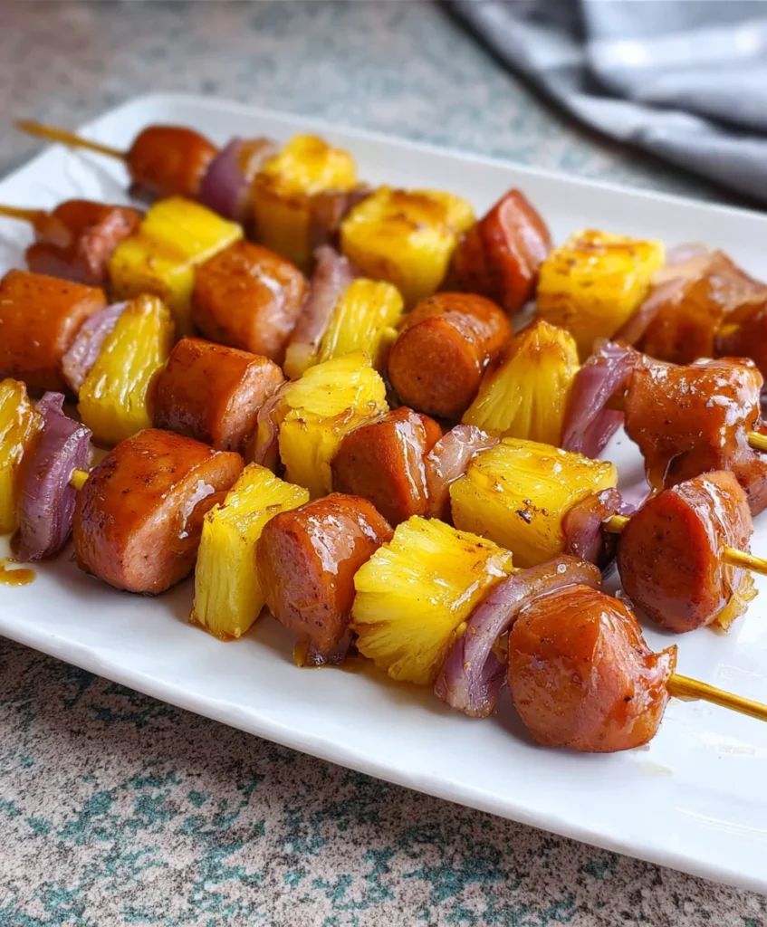 Pineapple Brown Sugar Smokies Skewers – Sweet, Smoky & Glazed to Perfection!