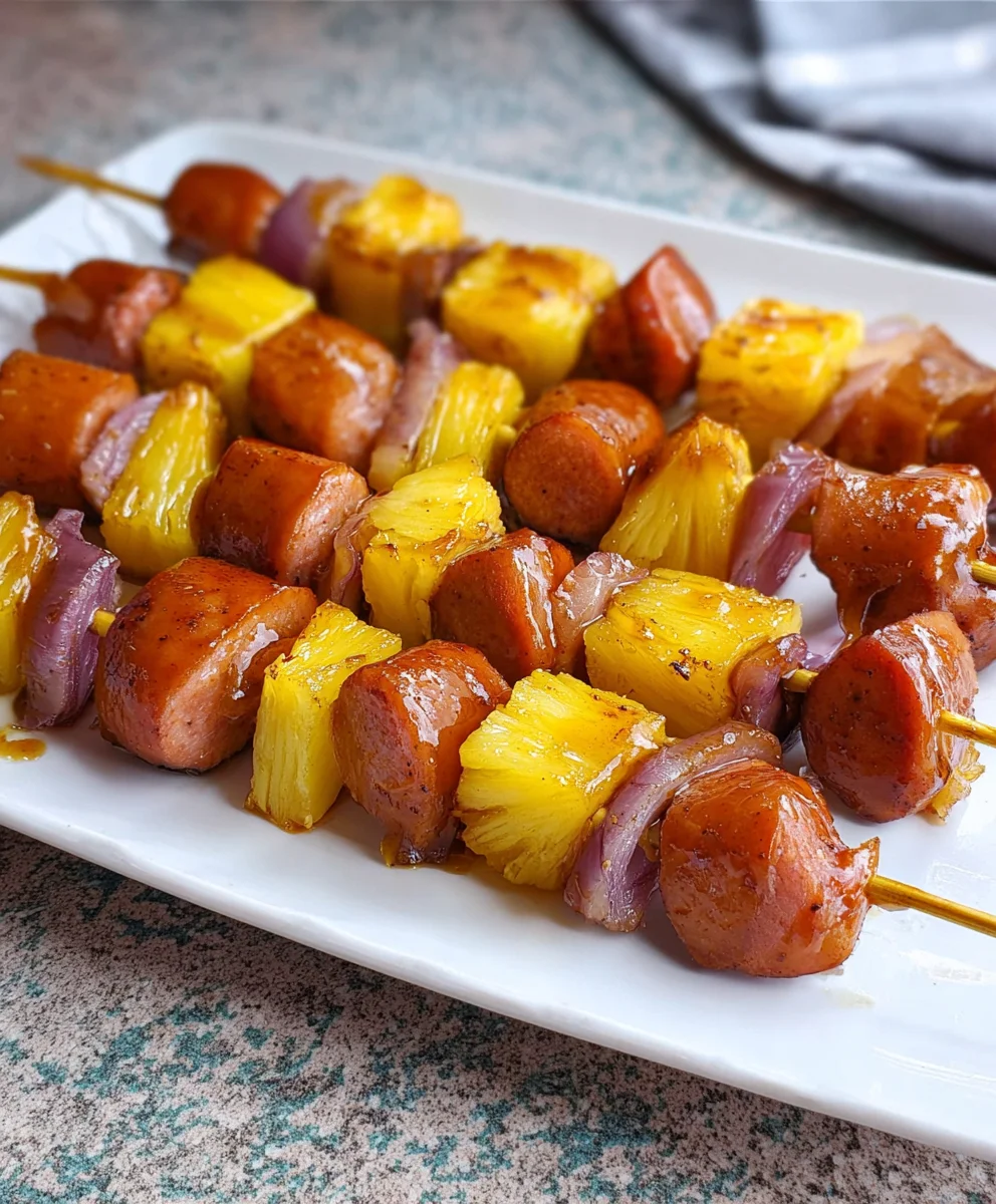 Pineapple Brown Sugar Smokies Skewers – Sweet, Smoky & Glazed to Perfection!