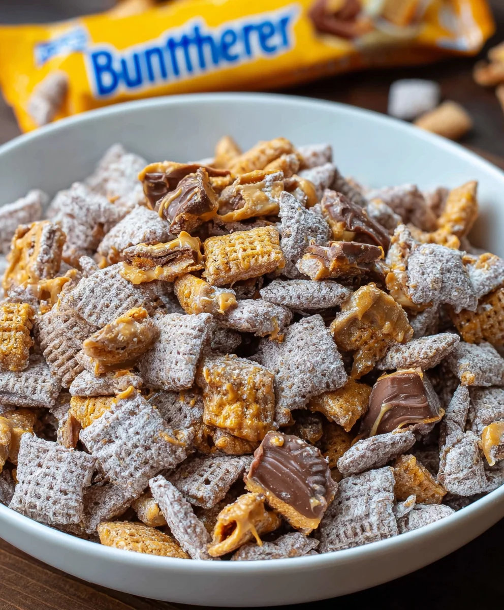 Butterfinger Puppy Chow – Crunchy, Sweet & Loaded with Peanut Butter Candy Flavor!