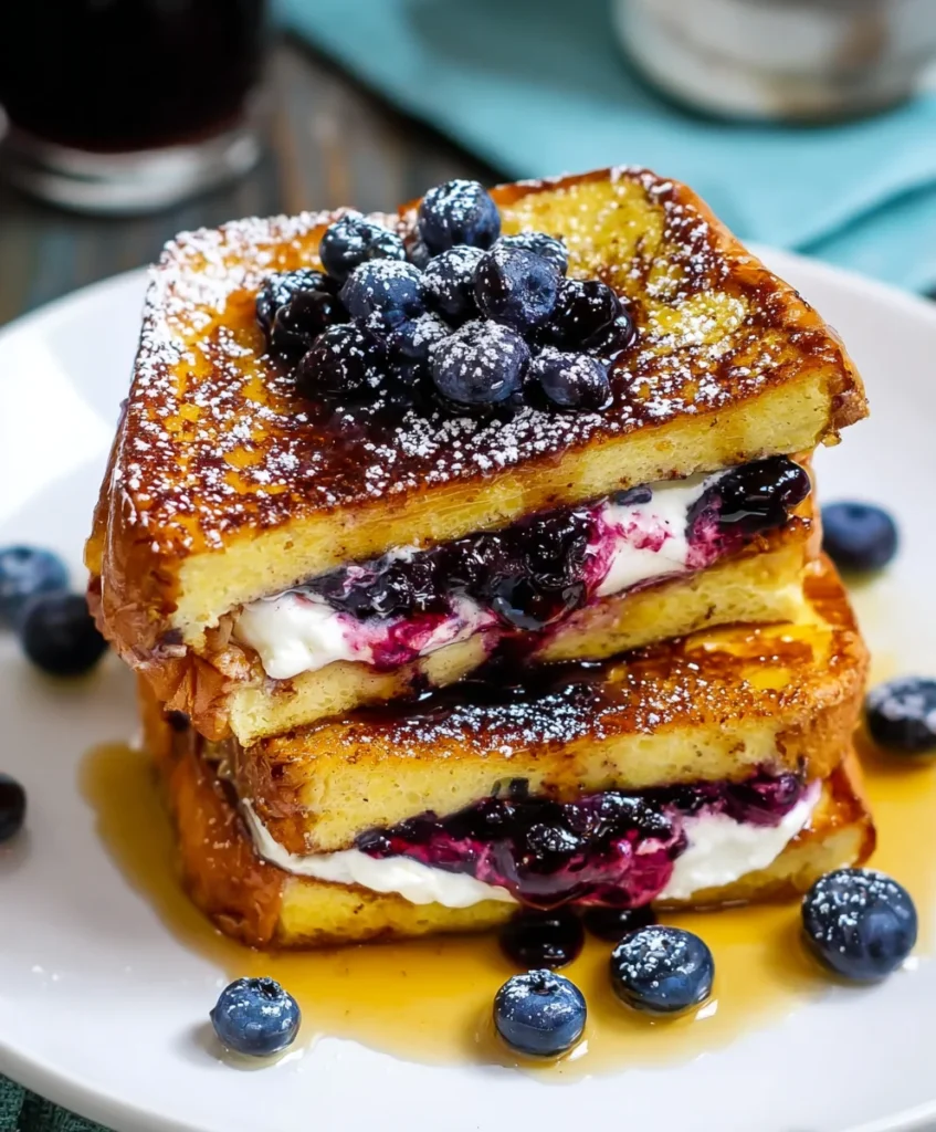 Blueberry Stuffed French Toast – Sweet, Creamy & Bursting with Berry Goodness!