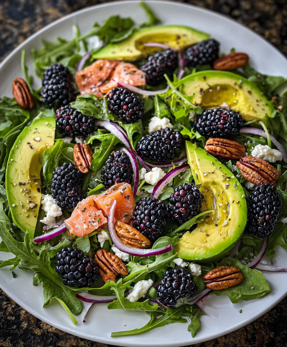 Blackberry, Avocado and Arugula Salad – Fresh, Creamy & Bursting with Bright Berry Flavor!