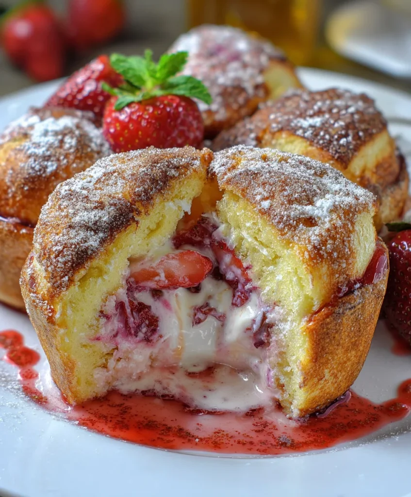 Cream Cheese Strawberry French Toast Muffins – Sweet, Creamy & Bursting with Berry Flavor!