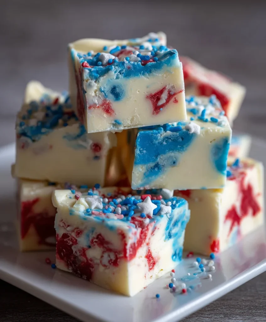 4th of July White Chocolate Fudge – Creamy, Festive & Bursting with Sweet Vanilla Flavor!