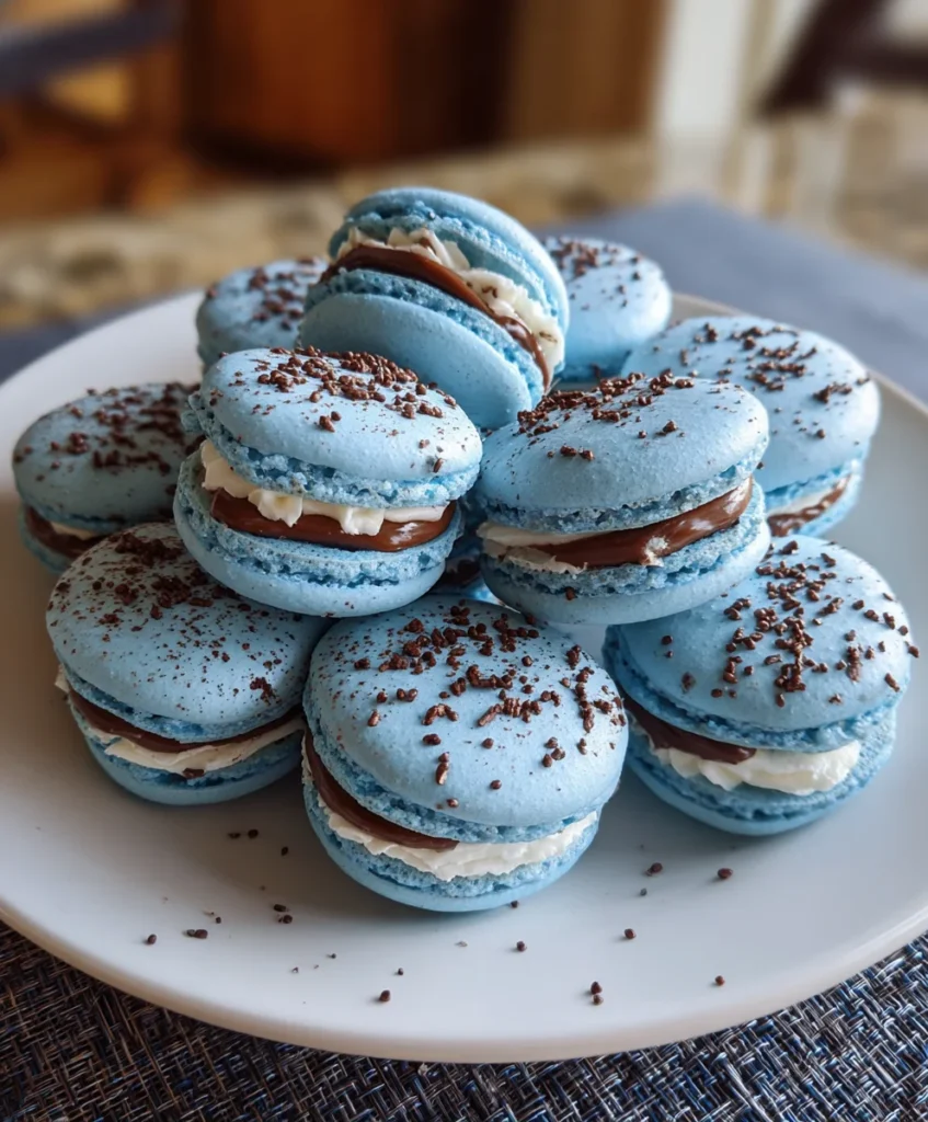 Blue Macarons with Chocolate Ganache – Delicate, Decadent & Filled with Rich Chocolate Bliss!