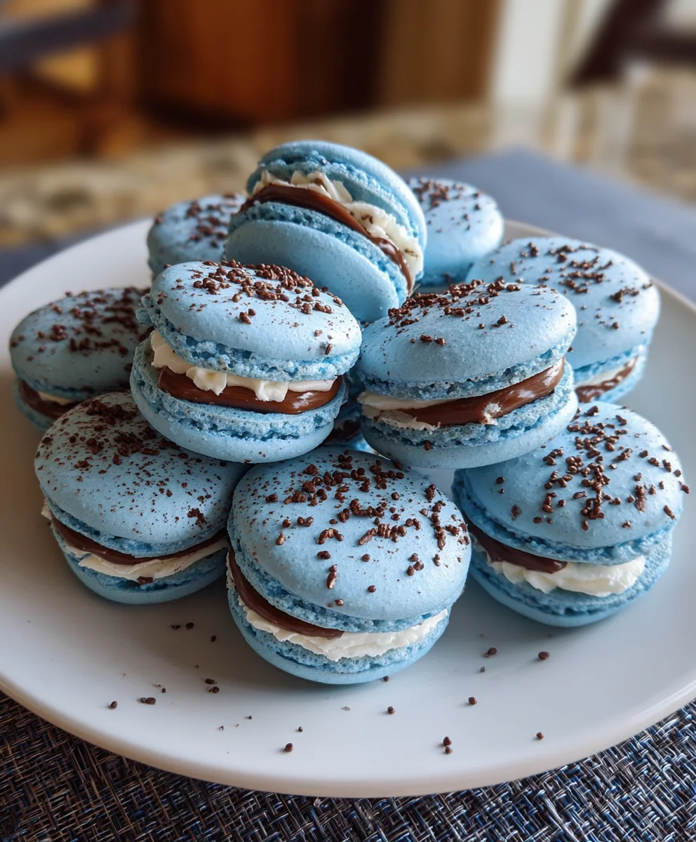 Blue Macarons with Chocolate Ganache – Delicate, Decadent & Filled with Rich Chocolate Bliss!