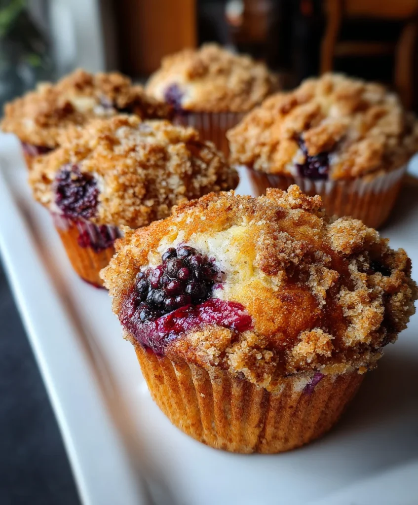 Soft Blackberry Muffins with Streusel – Tender, Sweet & Topped with Buttery Crumble!