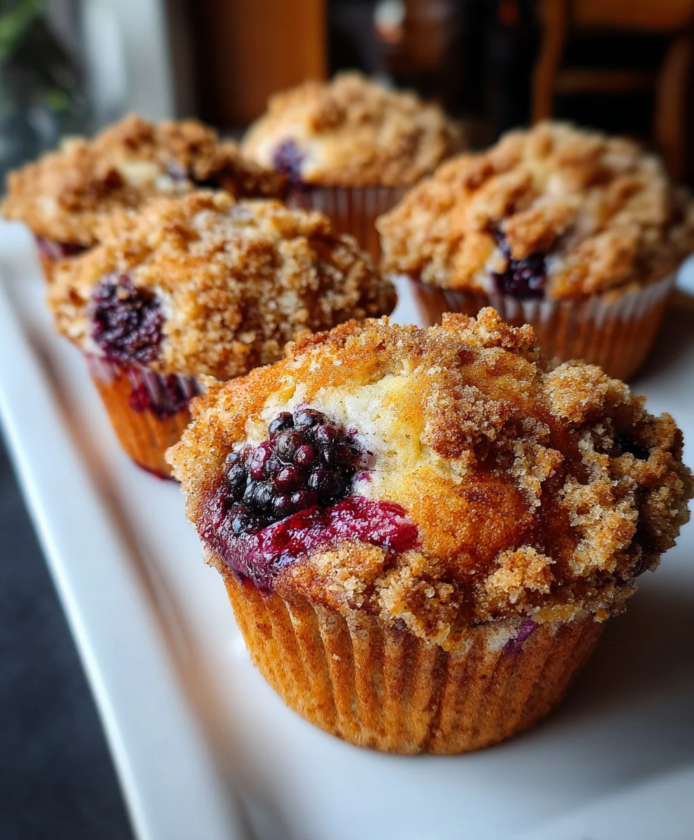 Soft Blackberry Muffins with Streusel – Tender, Sweet & Topped with Buttery Crumble!