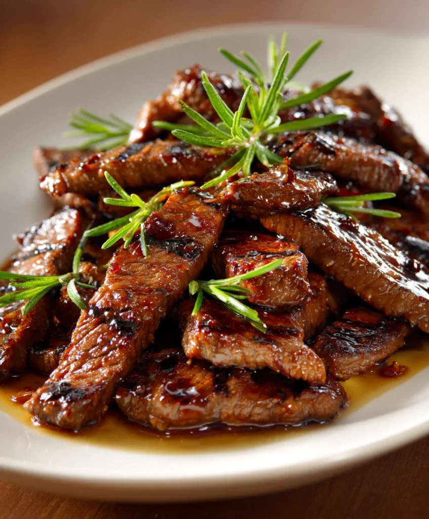 Grill Pan Honey Glazed Steak Strips – Juicy, Sweet & Packed with Sizzling Flavor!