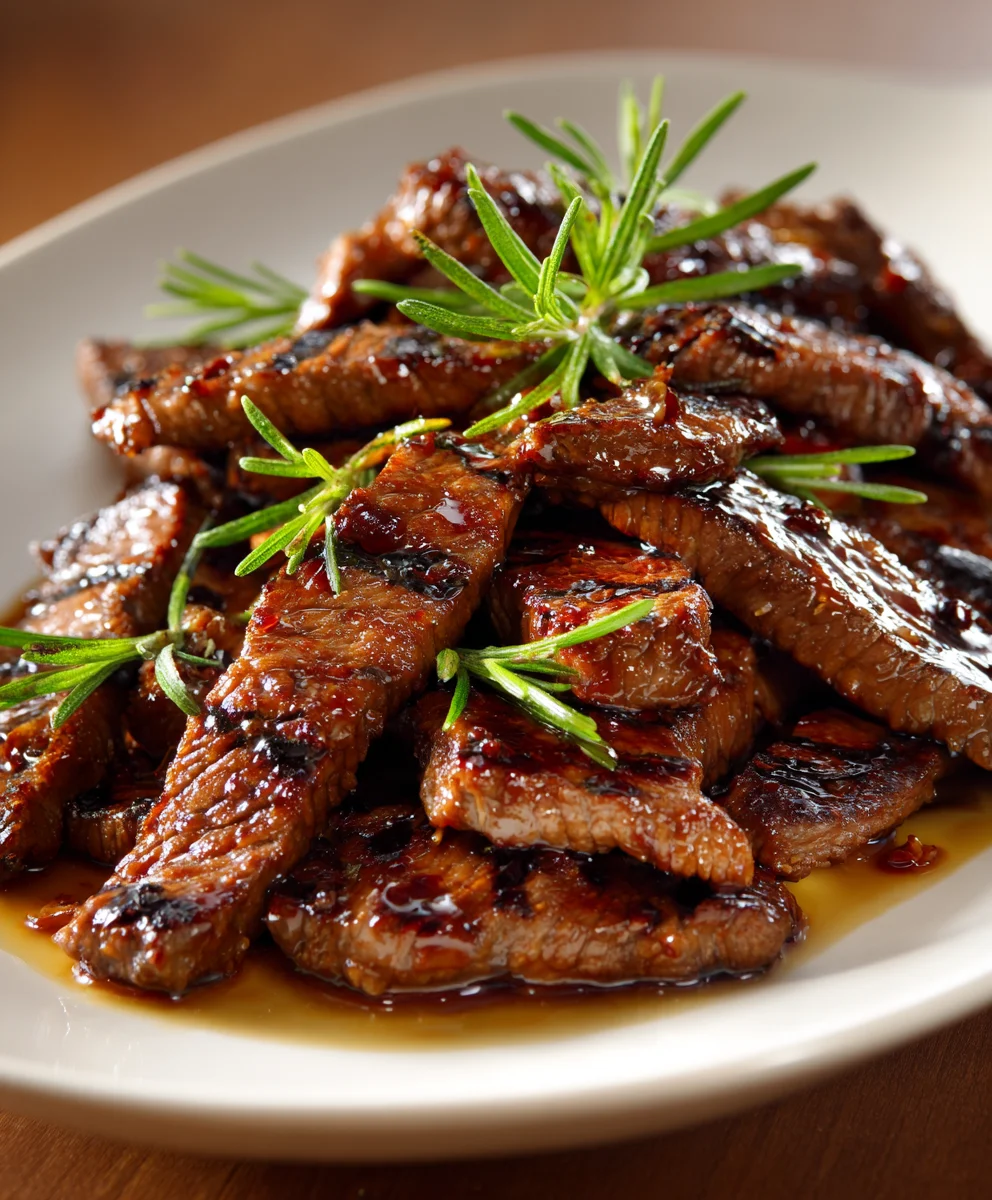 Grill Pan Honey Glazed Steak Strips – Juicy, Sweet & Packed with Sizzling Flavor!
