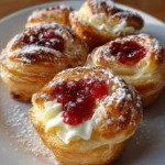 Creamy Cheese Cruffins with Raspberry Jam – Flaky, Creamy & Bursting with Sweet Berry Flavor!