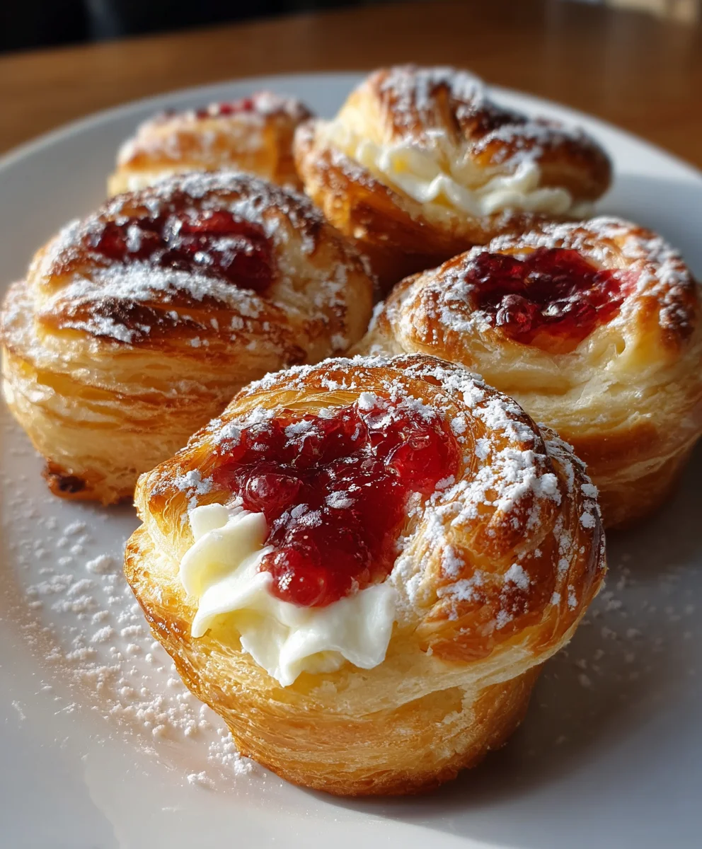 Creamy Cheese Cruffins with Raspberry Jam – Flaky, Creamy & Bursting with Sweet Berry Flavor!