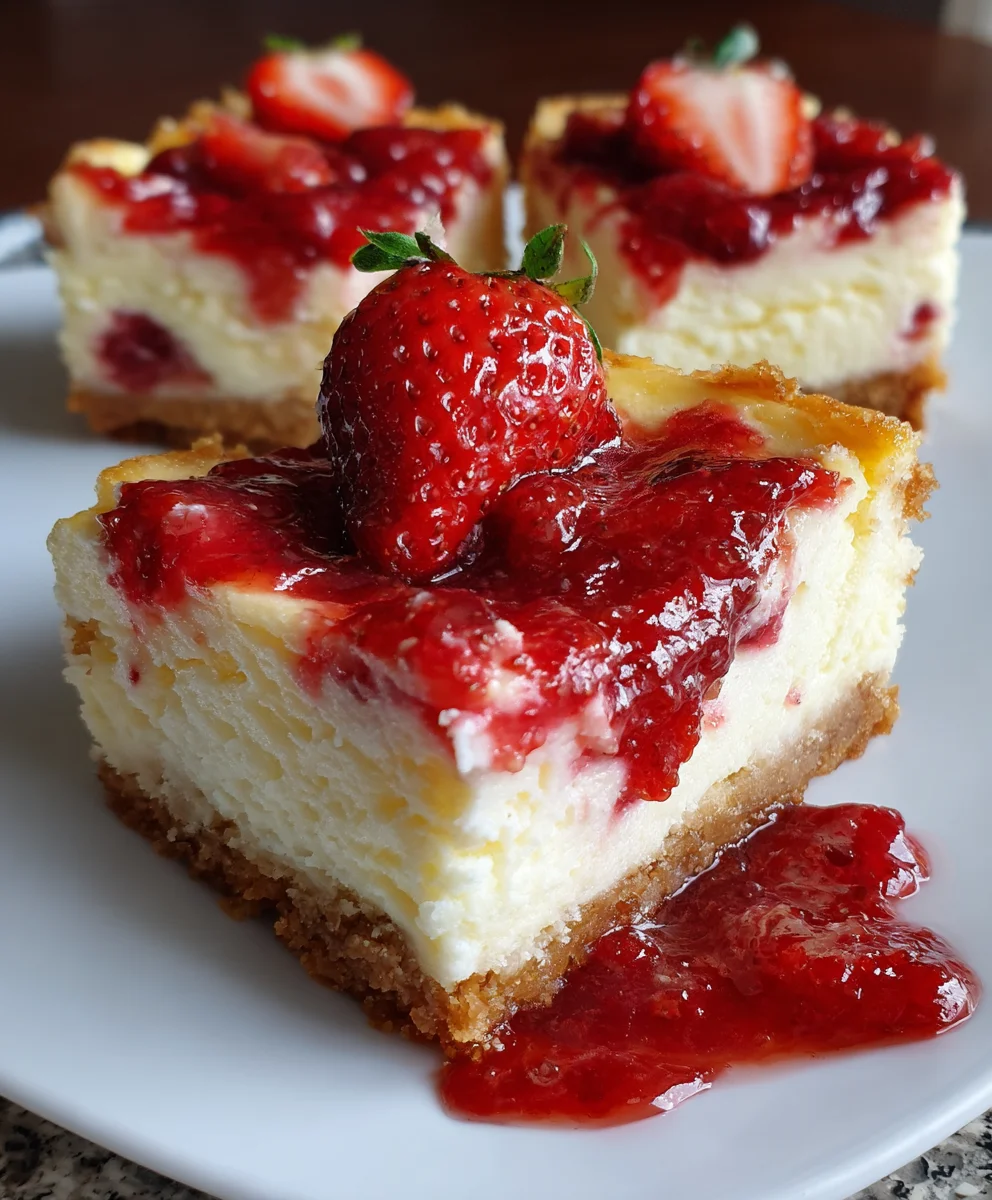 Soft Strawberry Cheesecake Bars – Creamy, Sweet & Bursting with Fresh Berry Flavor!