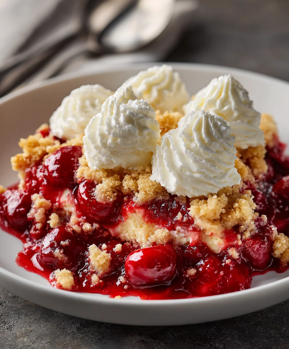 Cherry Cheesecake Dump Cake with Crumble Topping – Sweet, Creamy & Irresistibly Crunchy!