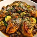 Italian Chicken, Mushrooms and Zucchini Skillet – Savory, Fresh & Packed with Rustic Italian Flavor!