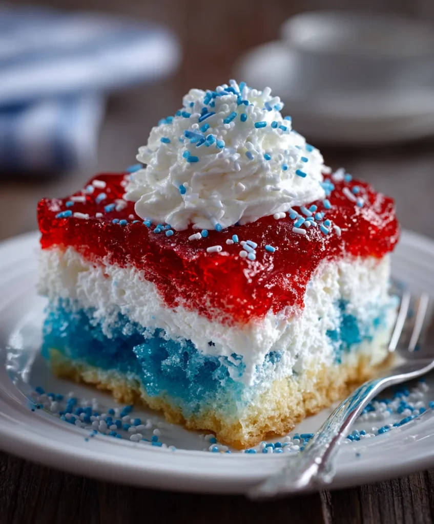 Red, White, and Blue Poke Cake – Festive, Moist & Bursting with Sweet Patriotic Flavor!