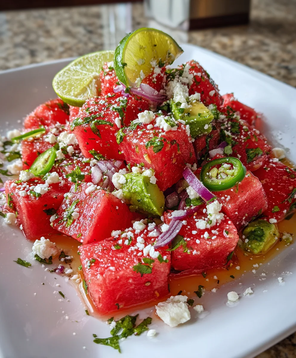 Mexican Watermelon Salad – Fresh, Juicy & Bursting with Sweet and Spicy Flavor!