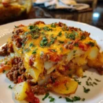 Hearty Hobo Casserole Ground Beef with Cheesy Potatoes – Rich, Filling & Loaded with Homestyle