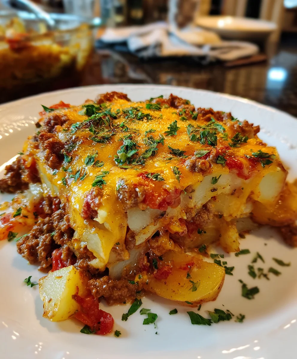 Hearty Hobo Casserole Ground Beef with Cheesy Potatoes – Rich, Filling & Loaded with Homestyle