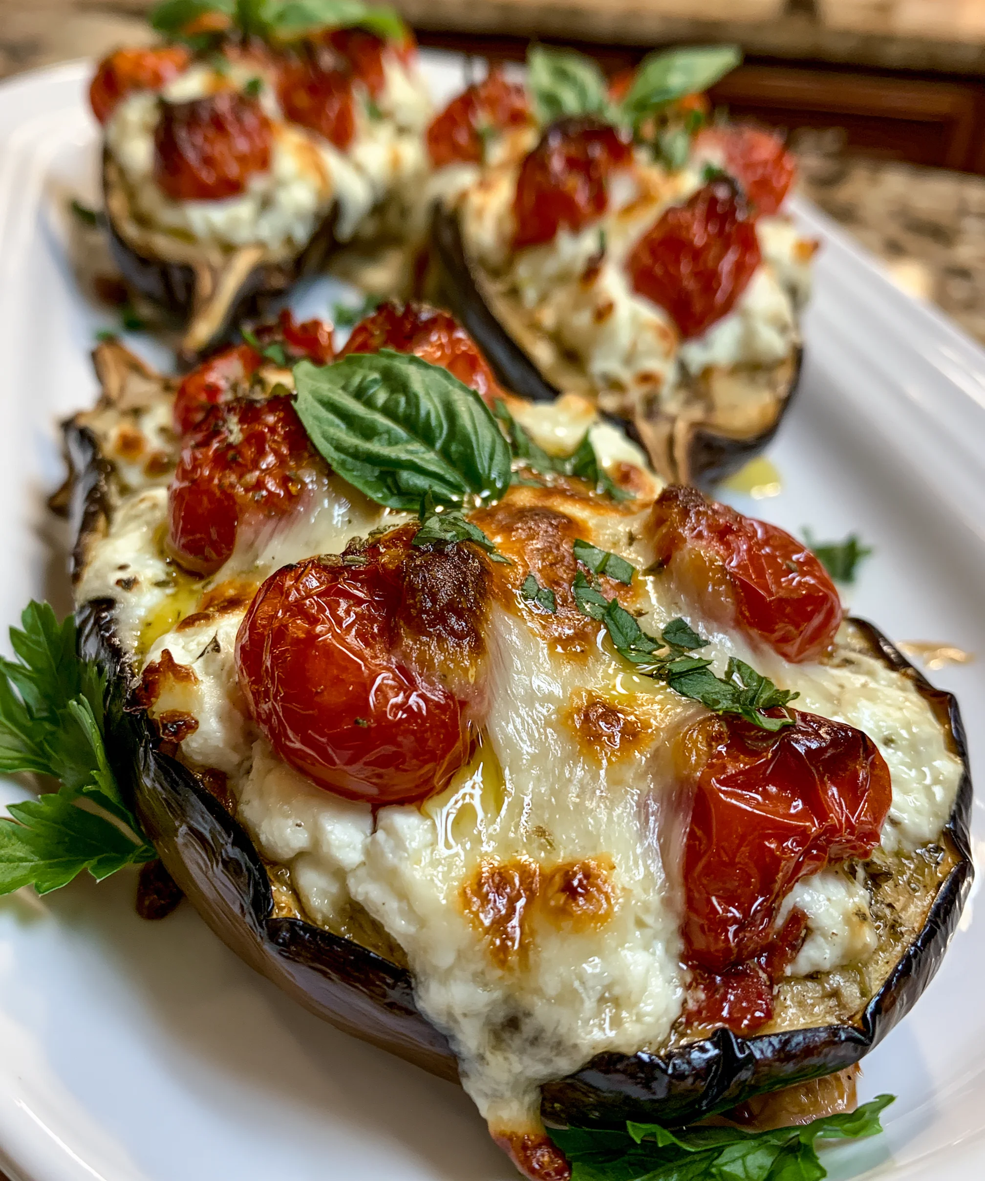 Mediterranean Ricotta Stuffed Eggplant Boats – Creamy, Fresh & Bursting with Mediterranean Flavor!
