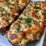 Garlic Parmesan Shrimp Stuffed Eggplant Boats – Cheesy, Buttery & Packed with Coastal Flavor!