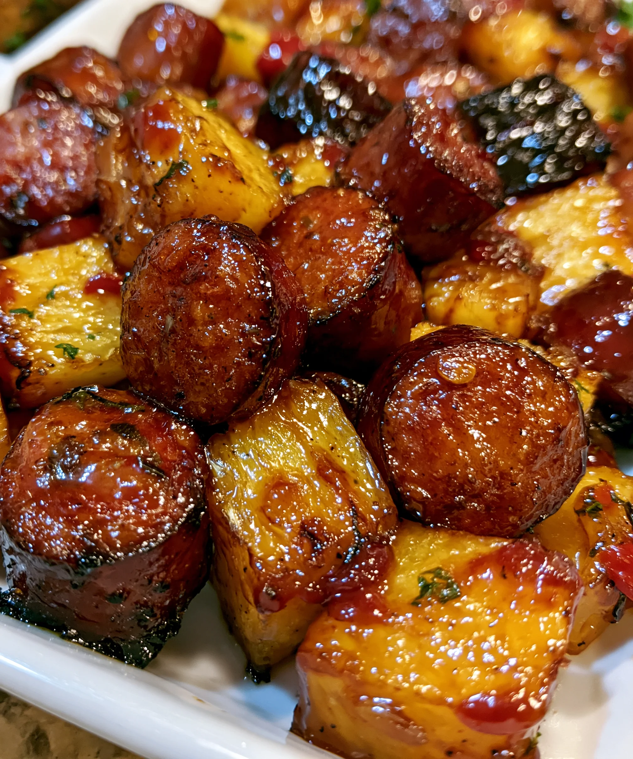 Glazed Smoked Sausage Pineapple Bites – Sweet, Smoky & Irresistibly Delicious!