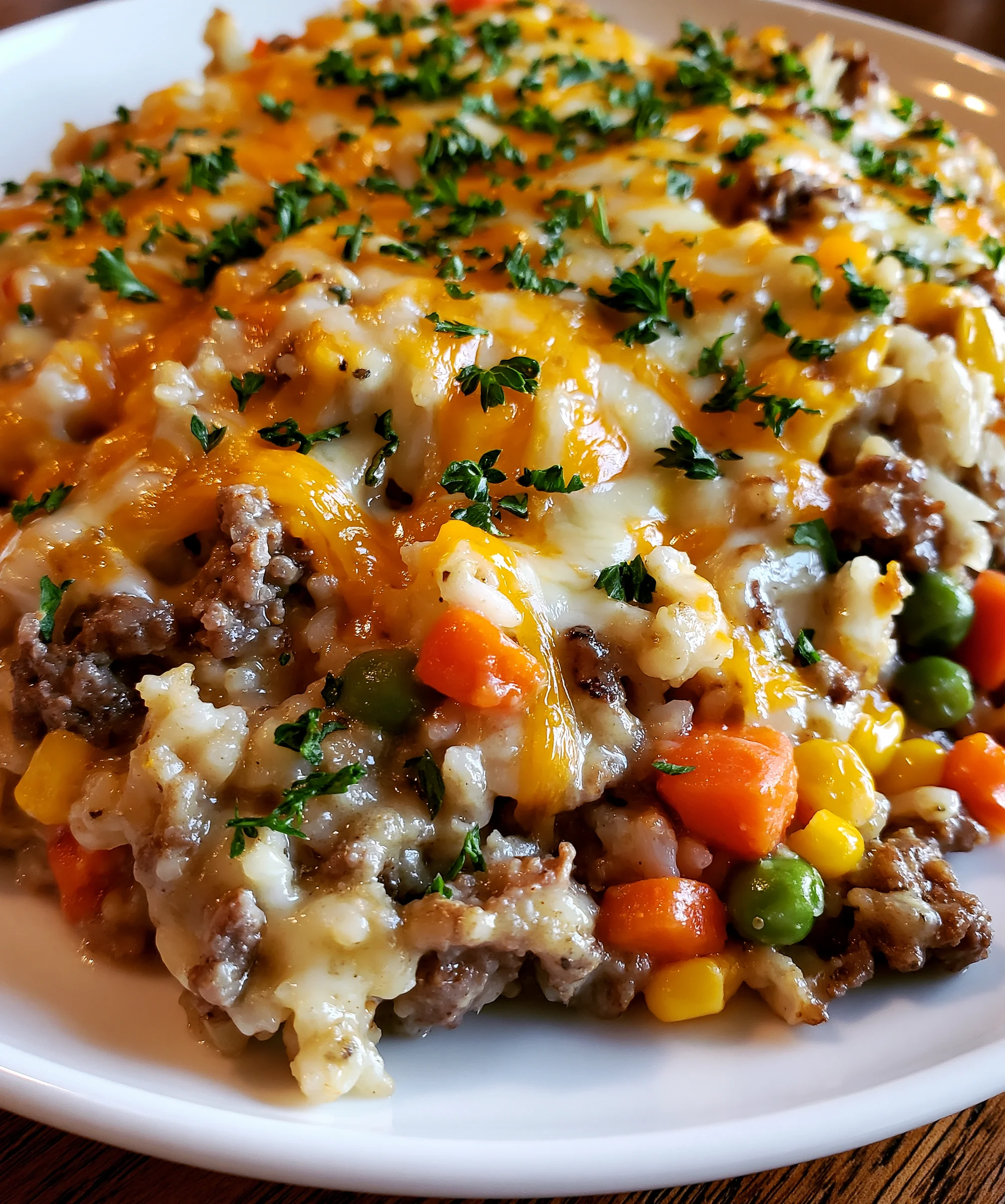 Cheesy Beef & Rice Casserole – Hearty, Creamy & Loaded with Comfort Food Flavor!