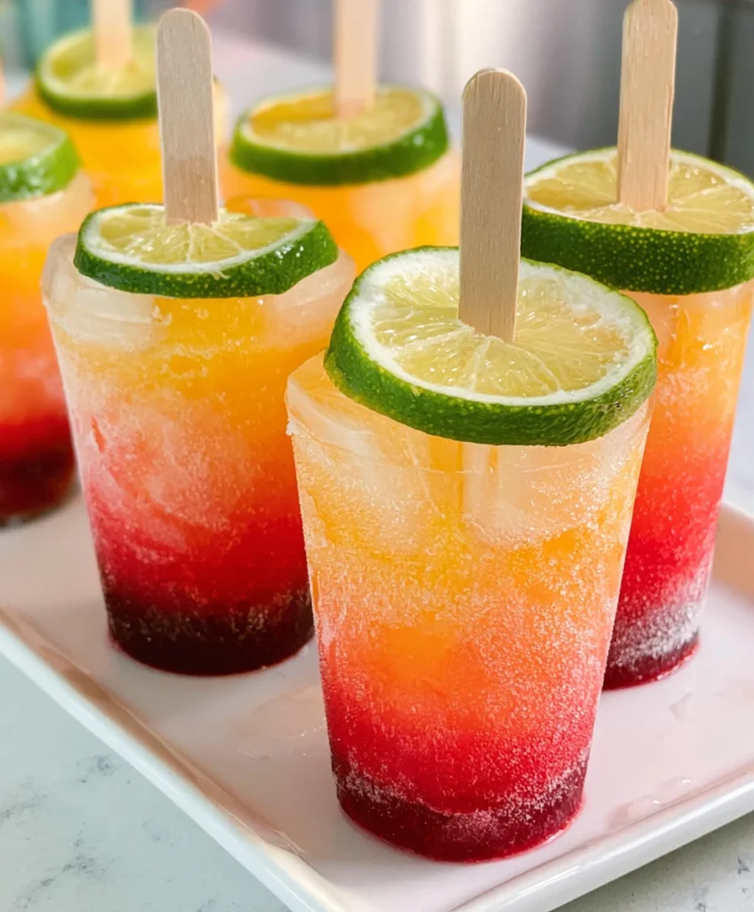 Tequila Sunrise Boozy Pops – Fruity, Refreshing & Bursting with Tropical Sunset Flavor!