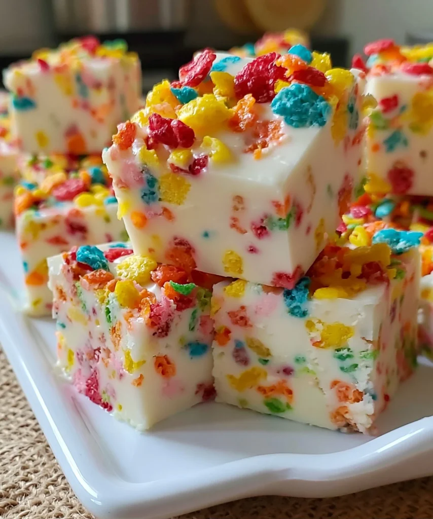 Fruity Pebbles Fudge – Creamy, Colorful & Bursting with Sweet Cereal Crunch!