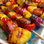 Grilled Pineapple Kielbasa Skewers – Sweet, Smoky & Perfectly Caramelized!