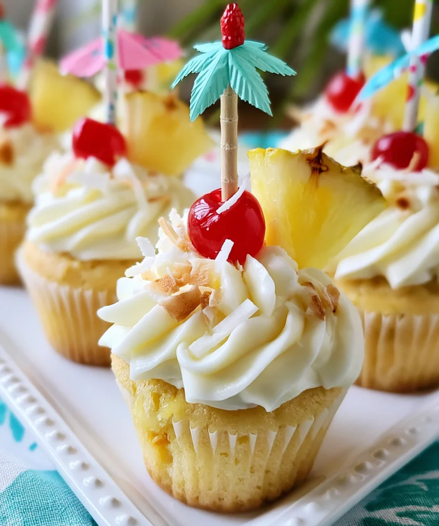 Piña Colada Cupcakes – Tropical, Fluffy & Bursting with Island Flavor!