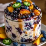 Blueberry Peach Jalapeño Cream Cheese Pour-Over – Sweet, Creamy & Packed with Bold Flavor!