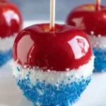 Patriotic 4th of July Red White & Blue Candied Apples – Crunchy, Colorful & Perfect for Celebrations!