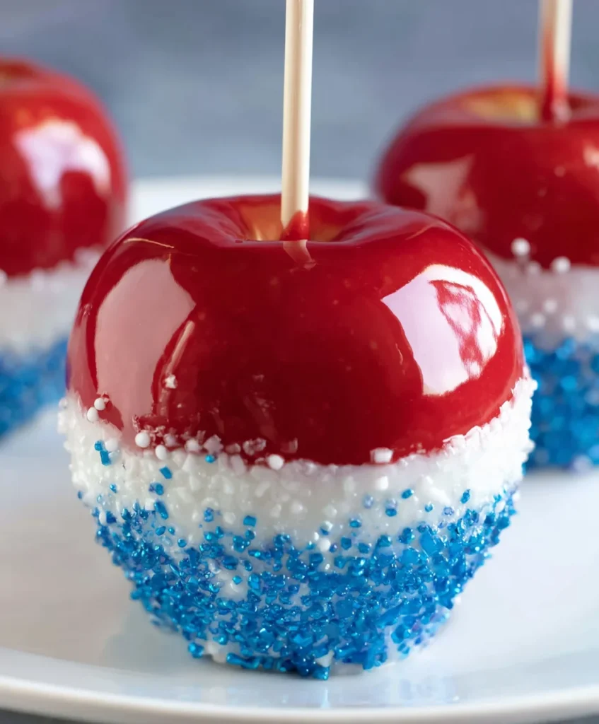 Patriotic 4th of July Red White & Blue Candied Apples – Crunchy, Colorful & Perfect for Celebrations!