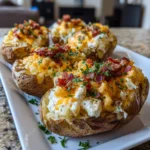 Loaded Mac and Cheese Stuffed Baked Potatoes – Cheesy, Hearty & The Ultimate Comfort Food!