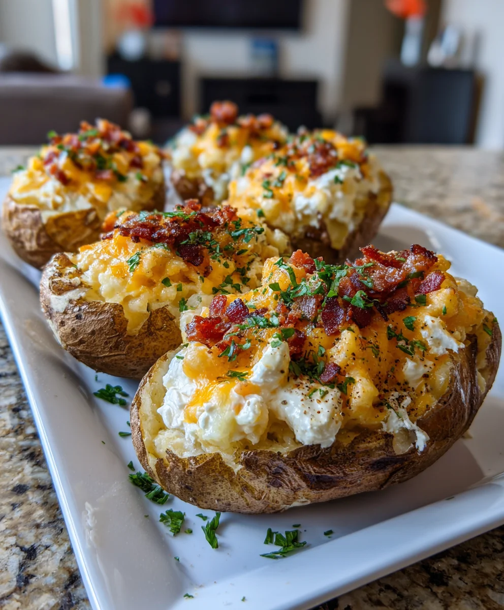 Loaded Mac and Cheese Stuffed Baked Potatoes – Cheesy, Hearty & The Ultimate Comfort Food!